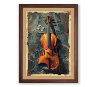 Violin Study Vintage Framed Wall Art Print A4 (29.7×21cm) Walnut, Wall Decor for Living Room, Bedroom, Office & Home, Ready to Hang, Art Gift