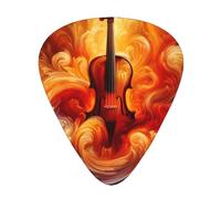 Violin-Swirling-Flames 12 Pack Guitar Picks With 3 Thicknesses And Storage Box, Abs Plectrums For Electric Bass Guitar Players