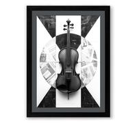 Violin Symmetry Modern Framed Wall Art Print A2 (59.4×42cm) Black, Wall Decor for Living Room, Bedroom, Office & Home, Ready to Hang, Art Gift