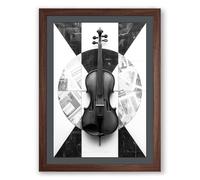 Violin Symmetry Modern Framed Wall Art Print A4 (29.7×21cm) Walnut, Wall Decor for Living Room, Bedroom, Office & Home, Ready to Hang, Art Gift