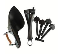 Violin Tuning Pegs Whole Set Violin Parts Ebony Accessories 4/4 Size, Chin Rest Tailpiece Pegs Endpin for Performance(Ebony wood A)