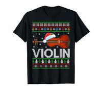 Violin Ugly Christmas Sweaters Orchestra Violin Player Music T-Shirt