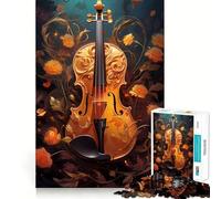 Violin Vintage Violinist Jigsaw 1000 Piece Mind Skill Play Stable Fit No Shifting Parts Enjoyable Pastime for Long Weekends (38x26cm)