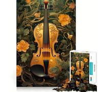 Violin Vintage Violinist Jigsaw for Teenagers 1000 Pieces Memory Fun Game Smooth Burr Free Surface Birthday Gift Brain Teaser Toy (38x26cm)