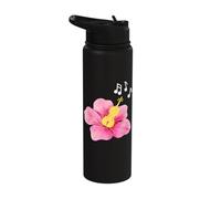 Violinist Classical Music Song Notes Hibiscus Flower Lover Stainless Steel Insulated Water Bottle