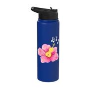 Violinist Classical Music Song Notes Hibiscus Flower Lover Stainless Steel Insulated Water Bottle