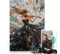 Violinist in Black Dress Jigsaws for Adults1000 Pieces Brain Memory Game Fine Cut Premium Finishing Engaging Way to Pass Free Hours (38x26cm)