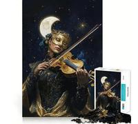 Violinist Under The Moon Jigsaw 1000 Pieces for Teenagers Memory Train Fun Clean Seamless Connection Relaxing Indoor Group Activity (50x75cm)
