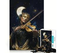 Violinist Under The Moon Jigsaw for Teenagers 1000 Pieces Memory Fun Game Smooth Burr Free Surface Birthday Gift Brain Teaser Toy (38x26cm)