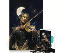 Violinist Under The Moon Jigsaw for Teenagers 1000 Pieces Mind Boost Fun Clean Cut Sturdy Components Heartwarming Gathering Activity (38x52cm)