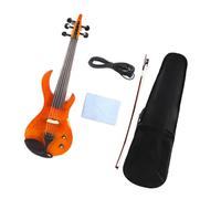 Violins 5 Strings Headstock Electric Violin Orange 4/4 Shape Solid Wood Strong Tone