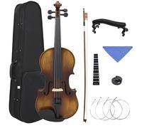 Violins Vintage Matte Violin Acoustic Wooden Stringed Instrument Including Bow Case And Accessories Set(2)