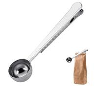 Violotoris 7 inch Coffee Scoop with Bag Clip,Stainless Steel Coffee Scoop with Bag Clip Accessory,Coffee Scoop for Scooping Ground Coffee Beans and Milk Powder,Silver