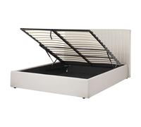 Beliani Ottoman Bed Vion Fabric Light Beige 160 X 200 Cm (Eu King Size)