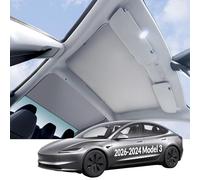 VION Roof Sunshade for Tesla Model 3 Highland 2024-2026, Full Blackout, No Sagging Design, Dual-Layer Fabric with Graphene-Enhanced UV Coating, Grey