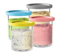 vione Replacement for Ninja Creami Deluxe Pints and Lids - 4 pack, 24 oz. Pint Containers Compatible with NC501, NC500 Series - BPA Free, Dishwasher Safe, Assorted Colors