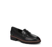 Vionic Women's Cleo Loafer | Black Leather | Pull-On | VIO Motion Arch Support | Cushioned Block Heel | Black Lug Sole | Everyday Loafer | UK 5.5