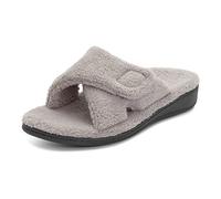Vionic Indulge Relax Womens Slippers Soft House Shoes That Includes Three-Zone Comfort for Heel Pain and Plantar Fasciitis with Orthotic Insole Arch Support Medium Fit Light Grey UK 7