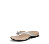 Vionic Women's Bella Flat Sandal, Aluminum Ribbed Metallic, 3.5 UK