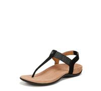 Vionic Women's Brea Flat Thong Sandals, Black Leather, Wide Fit, UK 8