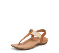 Vionic Women's Brea Flat Thong Sandals, Camel Brown Leather, Wide Fit, UK 6.5
