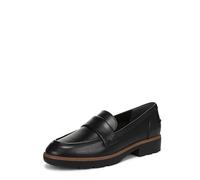 Vionic Women's Cleo Loafer | Black Leather | Pull-On | VIO Motion Arch Support | Cushioned Block Heel | Black Lug Sole | Everyday Loafer | UK 5.5
