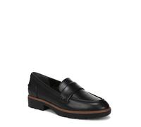 Vionic Women's Cleo Loafer | Black Leather | Pull-On | VIO Motion Arch Support | Cushioned Block Heel | Black Lug Sole | Everyday Loafer | UK 5.5