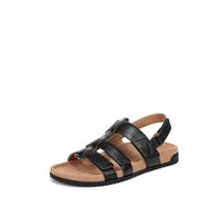 Vionic Women's Eureka Flat Sandals, Black Leather, Medium Fit, UK 5.5