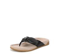 Vionic Women's Eva Flat Sandals, Black Leather, Wide Fit, UK 8
