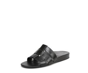 Vionic Women's Glendora Flat Sandals, Black Leather, Medium Fit, UK 8