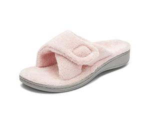 Vionic Women's Indulge Relax Slippers | Orthotic Arch Support | VIO MOTION Technology Open Toe Slide Slippers for Plantar Fasciitis & Heel Pain Relief | Cushioned Flat Mule House Shoes | Pink | UK 9