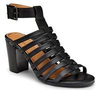 Vionic Women's Perk Sami Strappy Sandals - Ladies Heels with Concealed Orthotic Arch Support Black 5 Medium US