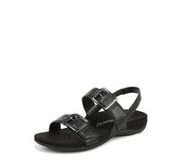 Vionic Women's Reese Flat Sandals, Black Leather, Wide Fit, UK 3.5