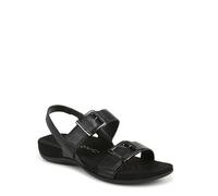 Vionic Women's Reese Flat Sandals, Black Leather, Wide Fit, UK 4