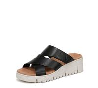 Vionic Women's Uptown Sunset Wedge Sandal, Black Veg Leather, 6 UK