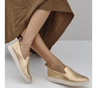Vionic Womens Uptown Willa Slip-On Flats Medium Fit UK 9, Gold Metal Leather