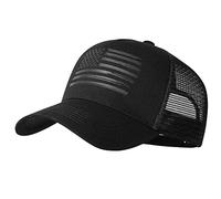 VIONLAN Baseball Cap American Flag Trucker Hat for Men Women 3D Embossed Logo Adjustable Outdoor Mesh Snapback Hat, Black/Black Flag, One Size