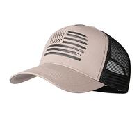 VIONLAN Baseball Cap American Flag Trucker Hat for Men Women 3D Embossed Logo Adjustable Outdoor Mesh Snapback Hat, Khaki/Black Flag, One Size