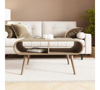 Vionna Mid Century Curved Coffee Table Oak Storage Modern Living Room