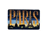 VIONNPPT 3D City Style Latch Hook Rug Latch Hook Kit Self Carpet for Children and Adults Latch Hook Set with Pre-Print (Paris, 50 cm x 38 cm)