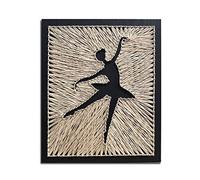 VIONNPPT 3D DIY String Art Kit Crafts, Creative Craft Sets with Tool Decorations, Nail Winding Paintings, String Unzipping Paintings, Gifts for Adults and Children, Grey Ballet Girl