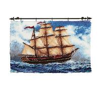 VIONNPPT 3D Ocean Series Carpet Latch Hook Kit - Adults & Children DIY Latch Hook Gift - Sailing Boat, 50 cm x 38 cm