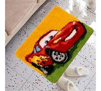 VIONNPPT Cartoon Car Pattern Latch Hook Kit Self Carpet Set, 3D Creative Gift Tapestry for Adults Children (Car, 60 cm x 40 cm)