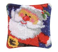 VIONNPPT Christmas Series DIY Cushion Latch Hook Kit Latch Cushion Cover for Yourself, Latch Hook Cushion for Children and Adults, Creative Manual Embroidery Gift (Santa Claus B, 40 cm x 40 cm)
