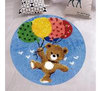 VIONNPPT Cute Animal Pattern Decorative 3D Latch Hook Rug for Yourself, Latch Hook Kit for Children, Adults or Beginners, Creative Gift, Latch Hook Kit, 50 cm x 50 cm (Balloon Bear)