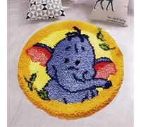VIONNPPT Cute Animal Pattern Decorative 3D Latch Hook Rug for Yourself, Latch Hook Kit for Children, Adults or Beginners, Creative Gift, Latch Hook Kit, 50 cm x 50 cm (Elephant Baby)