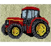 VIONNPPT DIY 3D Car Series Rug, Latch Hook Carpet for Children and Adults for Yourself Latch Hook Kits, Latch Hook Kit for Home Art Decor, 52 x 38 cm (Tractor C)