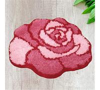 VIONNPPT DIY 3D Cartoon Pattern Latch Hook Rug Kit, Unfinished Yarn Crochet Rug Set with Pre-Print, Craft for Adults & Kids (Pink Rose)