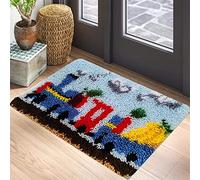 VIONNPPT DIY 3D Cartoon Series Latch Hook Rug for Yourself Embroidery Cushion Rug, Crochet Rug Kits for Children Adults, Creative Gift (Train, 50 cm x 38 cm)