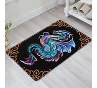 VIONNPPT Dragon Series Latch Rug Set Rugs Knotting Cross Stitch Set for Children and Adults, DIY Handmade Latch Hook Rug Making Kit (Blue, 50 cm x 38 cm)